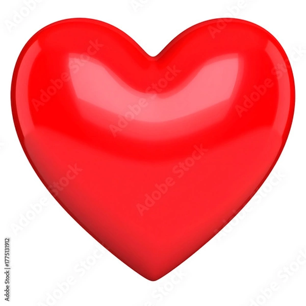 Fototapeta Vivid 3D rendered heart shape with glossy finish against a stark black backdrop