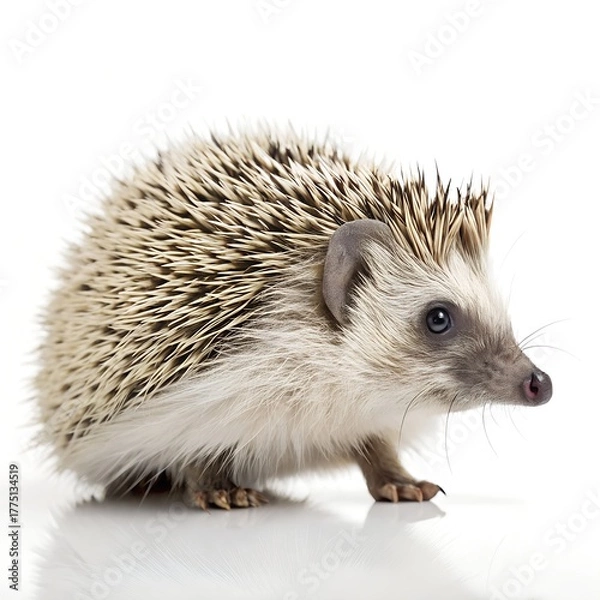 Fototapeta Full Hedgehog on White Background – Detailed 16K Studio Photo for Commercial and Educational Use