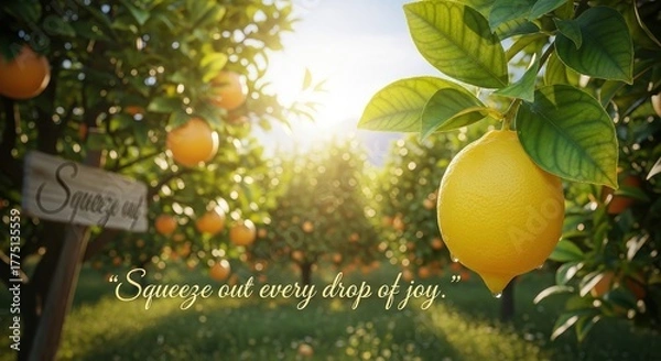 Obraz A close up view of lemons and oranges on the citrus trees in the sunlight