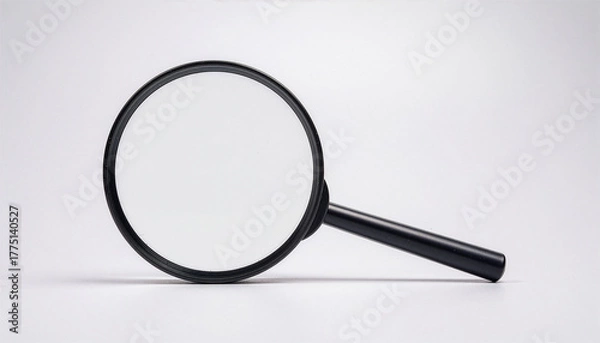 Obraz Black Magnifying Glass Horizontal Banner Isolated on White with Copy Space — Search, Investigation, and Analysis Concept for UI/UX, Marketing, Editorial and Business Designs