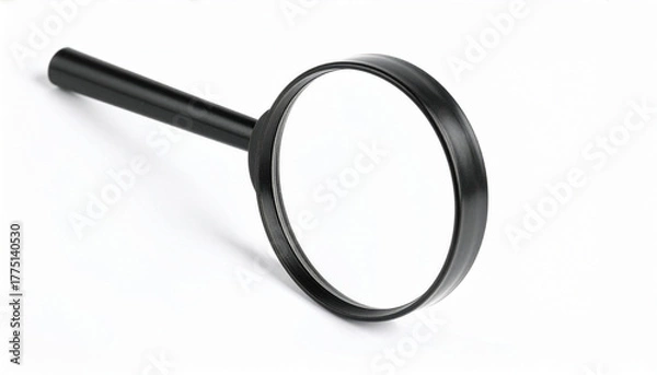 Obraz Black Magnifying Glass Horizontal Banner Isolated on White with Copy Space — Search, Investigation, and Analysis Concept for UI/UX, Marketing, Editorial and Business Designs