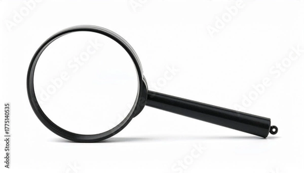 Obraz Black Magnifying Glass Horizontal Banner Isolated on White with Copy Space — Search, Investigation, and Analysis Concept for UI/UX, Marketing, Editorial and Business Designs