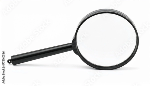 Obraz Black Magnifying Glass Horizontal Banner Isolated on White with Copy Space — Search, Investigation, and Analysis Concept for UI/UX, Marketing, Editorial and Business Designs