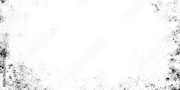 Fototapeta White grunge texture with scattered black speckles, dust and scratches, distressed abstract background overlay fine grit.