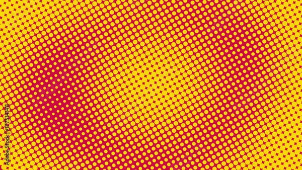 Fototapeta Vibrant yellow and magenta diagonal halftone dot pattern. Great for retro, pop art, comic, and abstract backgrounds, banners, or graphic overlays.