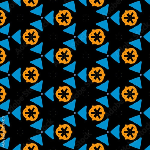 Fototapeta Funky abstract geometrics pattern - Retro background design - Fun and funky bright colors pattern 