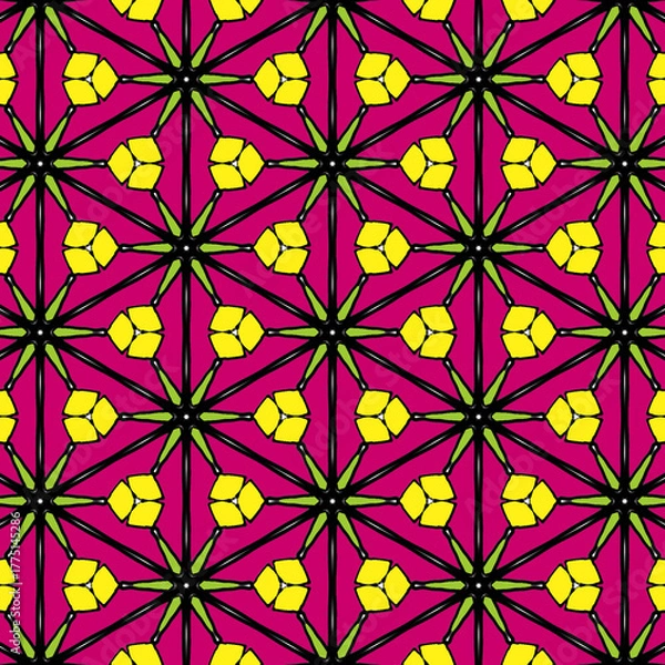 Fototapeta Abstract Retros Pattern - Retro color background - Flowers retro bright backdrop 