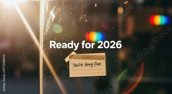 Fototapeta Positive message on a note ready for 2026