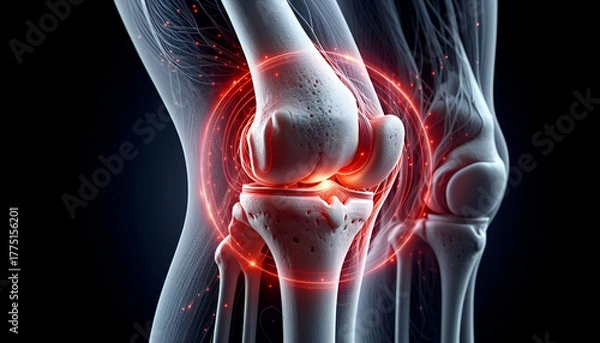 Fototapeta knee pain with red glow