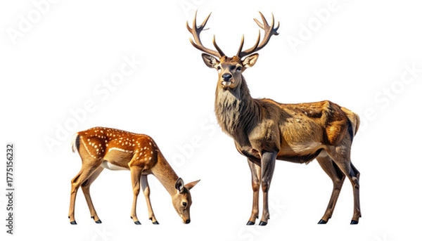 Obraz Wild deer pair animal bundle isolated on transparent background