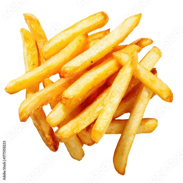 Fototapeta Golden-brown, crispy french fries piled high, showcasing their texture and appetizing appearance