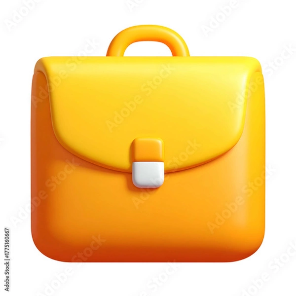 Obraz Bright orange briefcase, stylized with rounded edges and a handle, on a solid black background