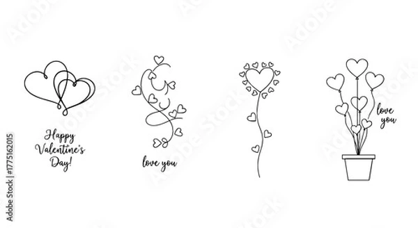 Fototapeta Valentine's Day Cards Featuring Minimalist Heart Designs on Light Pink Background - Ideal for Romantic Invitations, Greetings, Celebrations, and Expressing Affection Through Love Notes and Messages, P