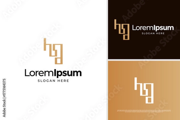 Obraz Minimalist monogram badge logo design template