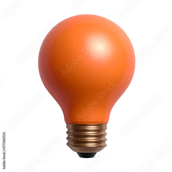 Obraz A glossy, orange-colored lightbulb on a black background, conveying illumination