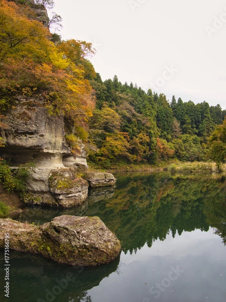 Obraz 塔のへつりの紅葉