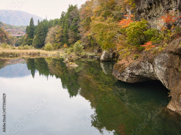 Obraz 塔のへつりの紅葉