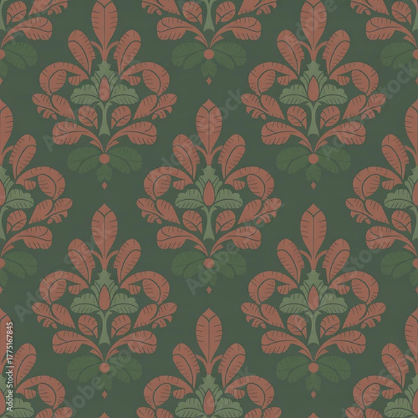 Obraz Christmas Damask Seamless Patterns