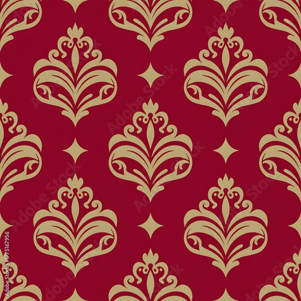 Obraz Christmas Damask Seamless Patterns