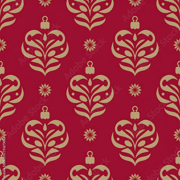 Obraz Christmas Damask Seamless Patterns