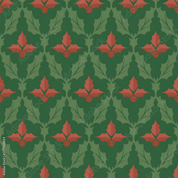 Obraz Christmas Damask Seamless Patterns