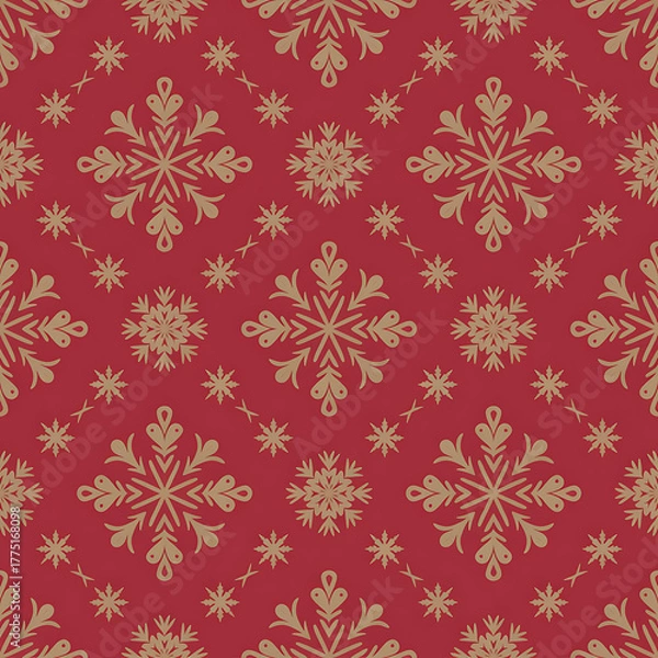 Obraz Christmas Damask Seamless Patterns