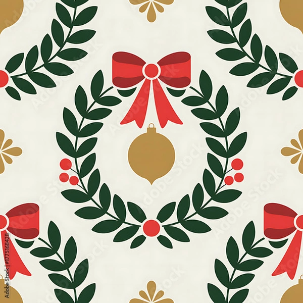 Obraz Christmas Damask Seamless Patterns
