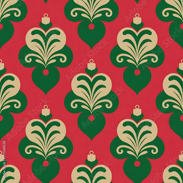 Obraz Christmas Damask Seamless Patterns