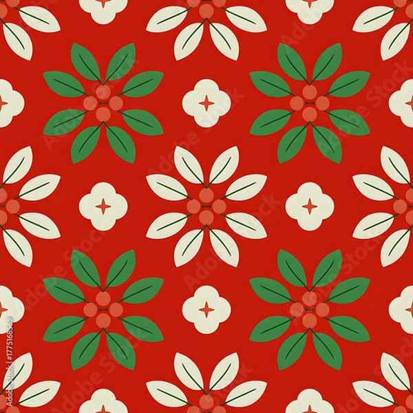 Obraz Christmas Damask Seamless Patterns