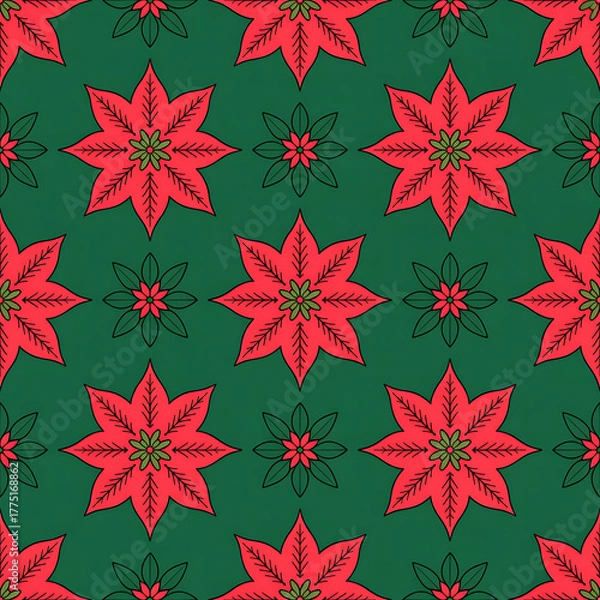 Obraz Christmas Damask Seamless Patterns