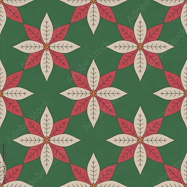 Obraz Christmas Damask Seamless Patterns