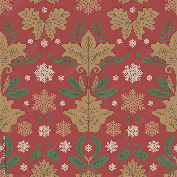 Obraz Christmas Damask Seamless Patterns