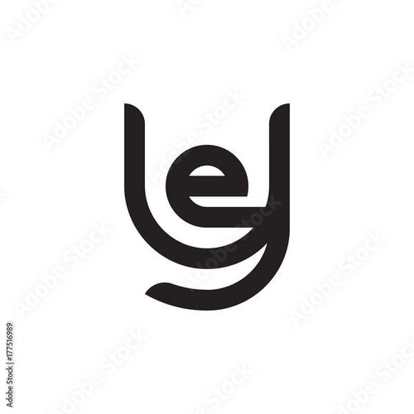 Fototapeta Initial letter ye, ey, e inside y, linked line circle shape logo, monogram black color