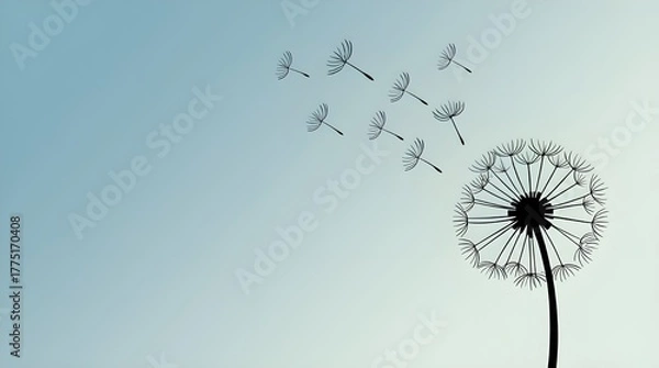 Obraz dandelion against blue sky illustration background