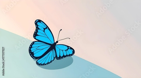 Obraz butterfly with beautiful blue illustration background