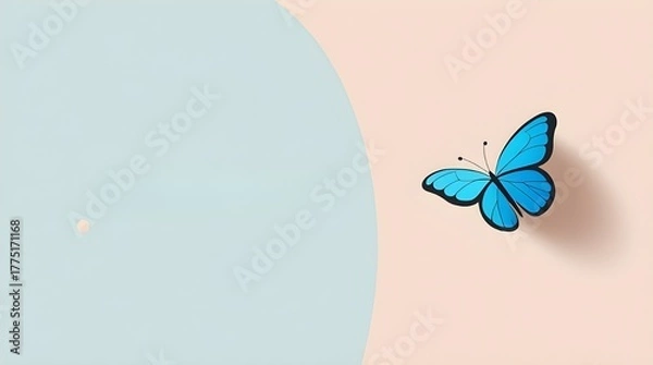 Obraz butterfly on a blue pink illustration background