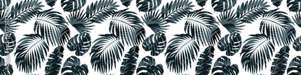 Fototapeta Seamless Pattern with Abstract Symmetry and Tropical Foliage. Backgrounds design for Fashion and Corporate Design. Tropical Palm Leaf Pattern
