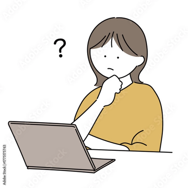 Fototapeta パソコンを操作する女性のイラスト