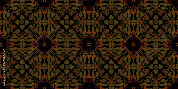 Fototapeta pattern vintage. 

Vintage Brown and Orange Abstract Decorative Wallpaper. Luxurious Geometric Kaleidoscope Tile Background. 