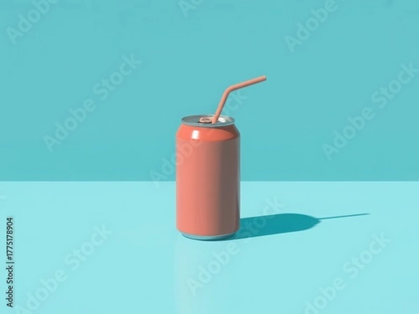 Obraz refreshing orange drink with straw on blue background summer beverage