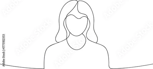 Obraz Single line drawing of a woman's head and shoulders