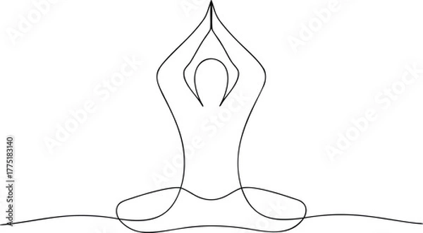 Obraz Single line drawing of person meditating in lotus pose