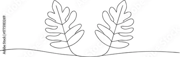 Obraz Two abstract leaf outlines on a white background plant