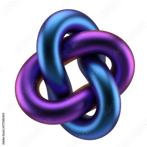 Obraz Abstract swirling intertwined rings with metallic blue and purple sheen transparent background