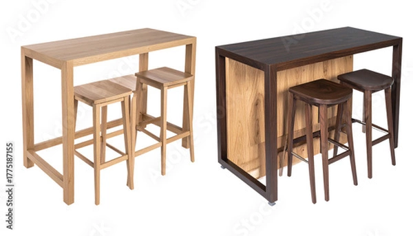 Obraz Modern wooden bar furniture pair isolated on transparent background