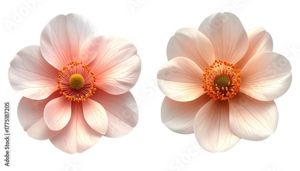 Obraz Large tropical hibiscus blossom pair isolated on transparent background