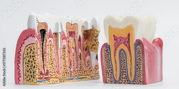 Fototapeta Comparative Tooth Cross-Section Models for Dental Education