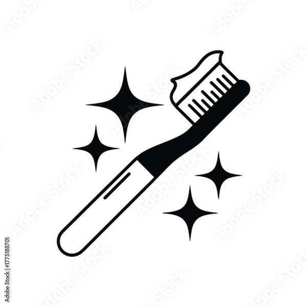 Fototapeta Sparkling toothbrush with toothpaste for clean teeth