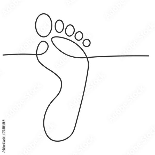 Fototapeta Minimalist Continuous Line Art of a Human Foot