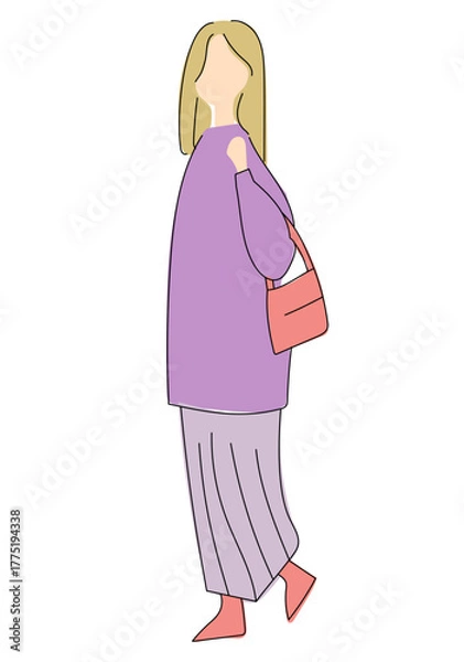 Fototapeta ゆるかわいい私服女性のシルエット